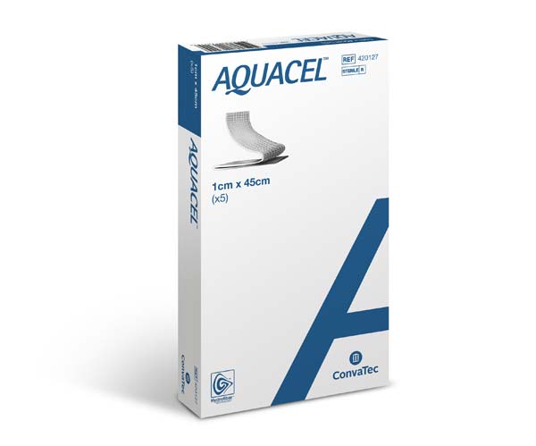 Aquacel Tamponaden mit Verstärkungsfasern, Steril - 1 x 45 cm, Gel bildend